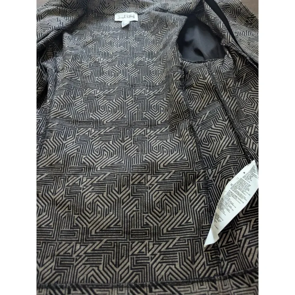 JOSEPH RIBKOFF Stand Up Collar Combo Sleeve Art To Wear Jacket 12 Big Buttons
